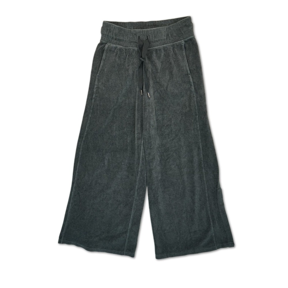 Lululemon Morning Restore Pants Size 8 Heathered Gray Velour Wide Leg MSRP $128